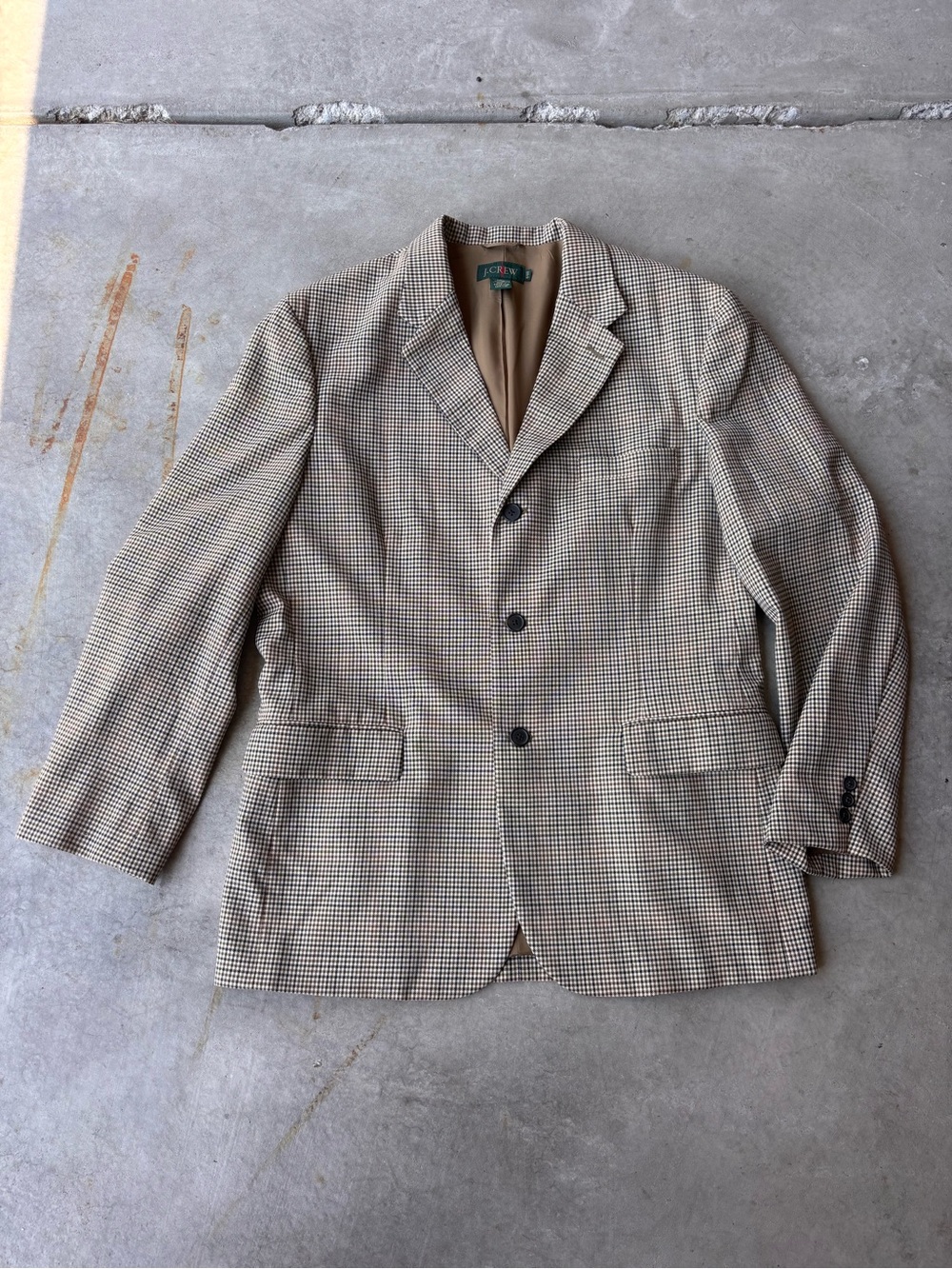 J.Crew Vintage 90s 100% Wool Houndstooth Blazer Sport Coat size 44R